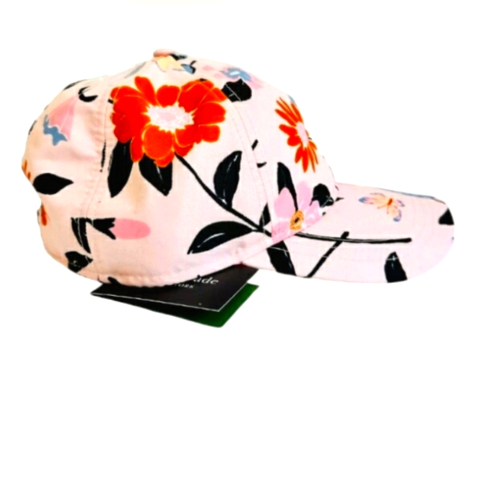 NEW Kate Spade Pearl Blush Pink Floral Tropical Hat Summer Embriodered Spade Cap - Picture 11 of 12